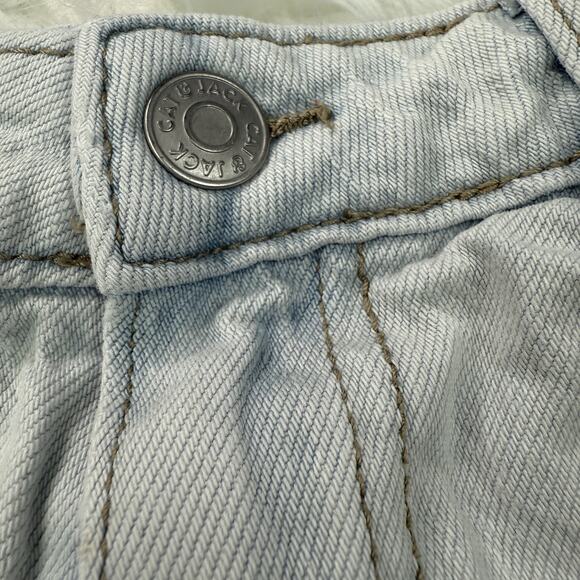 Cat & Jack Shorts Girls Large 10/12 Light Wash Denim Lace Trim Frayed Hem Summer - Picture 4 of 9